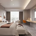 Modern Hotel Room With Cozy Bed Stylish Chair And Large Window
