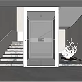 Modern Luxury Elevator Interior Design With Glass Door And Marble Staircase