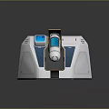 Modern Tech Inspired Decorative Ornament Set With Blue White Accents And Display Screen