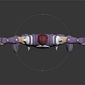 Game And Movie Character With Red Hair Purple White Armor Arms Outstretched Stylish Pose