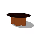 Modern Round Coffee Table with Black Top and Brown Column Legs Design 3d model