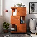 Stylish Wooden Entryway Side Cabinet With Storage Drawers Open Shelves And Decorative Items