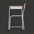 Student Desk With Yellow Tabletop And Chair Featuring Silver Metal Frame
