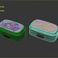 Oval Shaped Daily Use Storage Cases With Blue Surface Golden Text And Black Borders