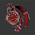 Red Fashion Accessory Watch With Leather Strap Stylish Dial And Metallic Frame Design