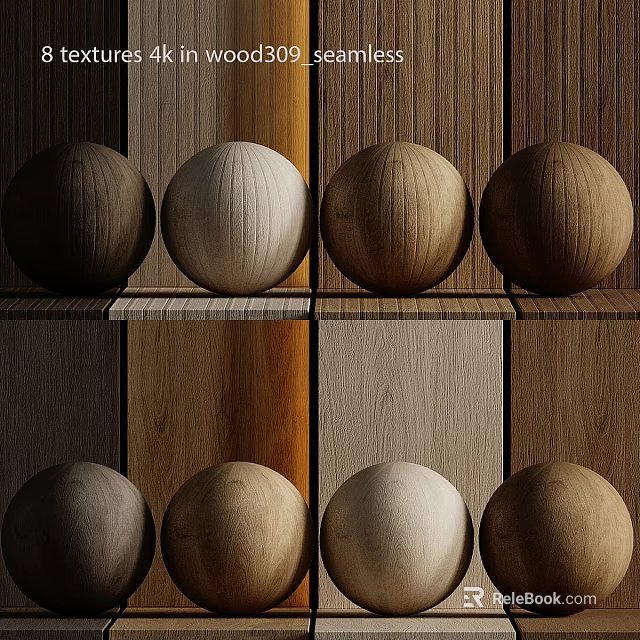 Wooden Components Including Spheres And Panels In Various Natural Wood Tones 3d model 