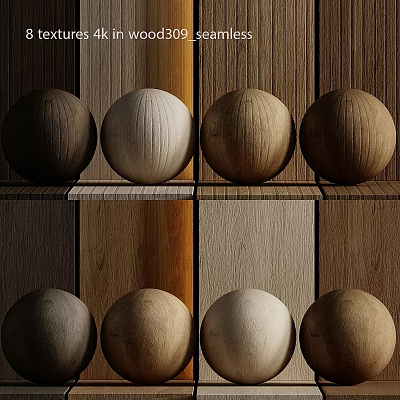 Wooden Components Including Spheres And Panels In Various Natural Wood Tones 3d model