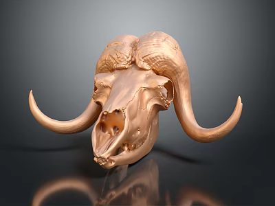 High Quality Professional Medical Device Bovine Skull Skeletal Model with Detailed Structure for Educational Training 3d model