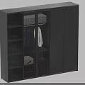 Modern Gray Wardrobe With Open Shelves Glass Doors Hanging Space And Storage