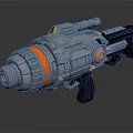 Futuristic Sci Fi Weapon With Metallic Design Glowing Orange Ring Mechanical Structure And Scope 3d model