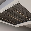 Industrial Style Modern Ceiling Design With Metal Grid And Linear Lighting
