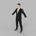 Tailored Men's Black Business Suit With White Shirt And Striped Tie