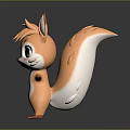 Cute Cartoon Small Animal Character 3D Model With Orange Fur And Green Eyes Standing Pose