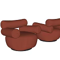 Red Fabric Single Sofa Featuring Modern Round Design And Comfortable Armrests 3d model