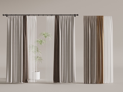 Roman Rod Curtain Green Plant 3d model