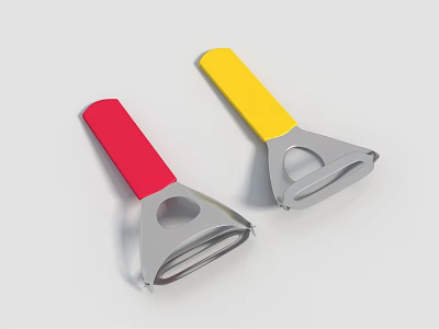 Metal Vegetable Peelers With Red And Yellow Handles For Kitchen Use 3d model