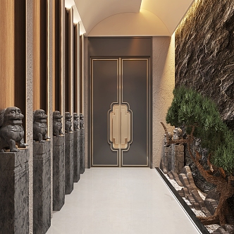 New Chinese Elevator Hall 3d model