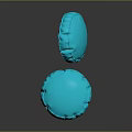 Blue Round Cushions with Ruffled Edges on Black Surface and Reflections 3d model