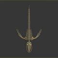 Anatomical Organ Structure of Aquatic Animal Skeleton with Light Color and Dark Background Reflection