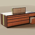 Elegant Modern Wooden Island With Multiple Drawers Glass Display And Storage