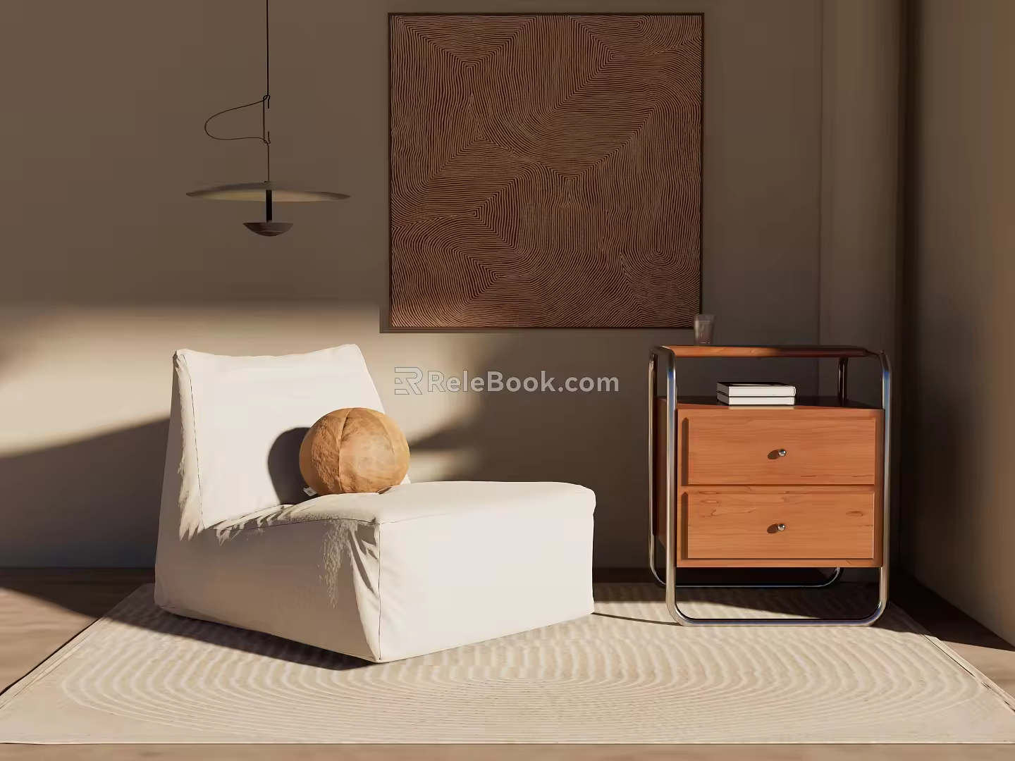 Nordic Style Solid Wood Side Table Bedside Table 3d model