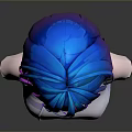 Game Movie Character With Blue Purple Gradient Hair Blue Eyes And White Top Collar Design