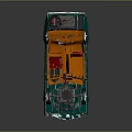 Green Vintage Car Model Showcasing Red Interior Chrome Accents Silver Wheels On Gray Background