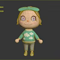 Cute 3D Game Movie Character With Pink Hair Blue Bow Purple Eyes And Cloud Sweater