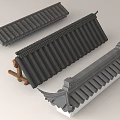 Chinese Traditional Roof Architectural Components With Various Tile And Eave Designs 3d model