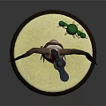 3D Bird Character In Cowboy Outfit With Red Scarf And Cactus On Round Base