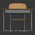 Simple Square Dining Table with Wooden Top Metal Legs and Matching Chair Design