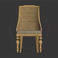 Stylish Leisure Chair With Woven Backrest Wooden Frame Carved Legs And Light Gray Cushion