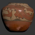 Handcrafted Traditional Red Ceramic Jar With Animal Motifs And Geometric Patterns
