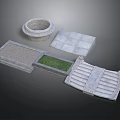 Architectural Stone Components Including Circular Structure Square Slabs Green Area And Steps