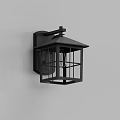 Modern Black Metal Wall Sconce With Grid Design And Illuminated Warm Light