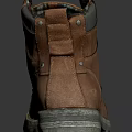 Brown Leather Boots With Plaid Lining Laces Metal Eyelets And Thick Rubber Sole