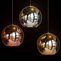 Modern Luxurious Spherical Pendant Lights With Metallic Reflective Surface For Interior Decor