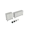 Modern Console And Side Cabinet With Slatted Design Metal Frame Gray White Black Colors