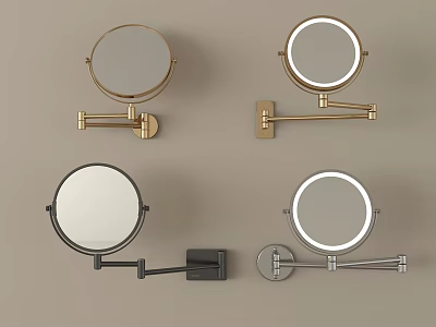 Round Wall Mounted Mirrors With Adjustable Metal Arms And Various Finishes 3d model