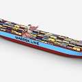 Maersk Line Large Container Ship Loaded With Colorful Containers And Blue Red Hull