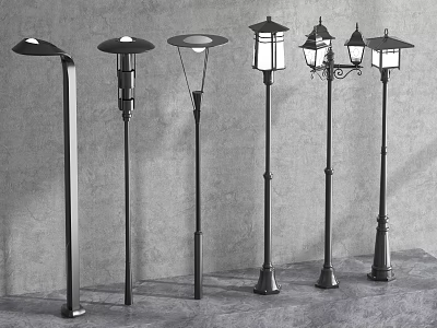 Various Outdoor Lights With Classic And Modern Designs For Garden And Yard Lighting 3d model