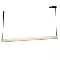Modern Linear Pendant Light With Beige Shade And Black Metal Frame