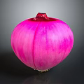 Fresh Red Onion With Vibrant Purple Color Whole Bulb Isolated On Dark Background