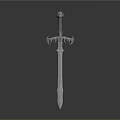 Silver Decorative Sword with Ornate Hilt Spherical Pommel and Slender Blade as Medieval Fantasy Weapon
