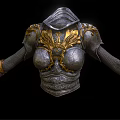 Ornate Medieval Armor With Silver Chest Plate Gold Dragon Decorations And Shoulder Guards 3d model