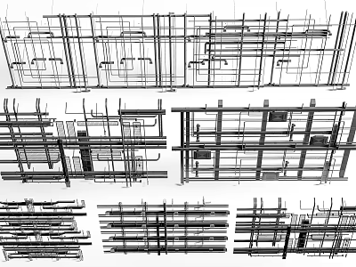 Modern Console Cabinet And Side Cabinet Structural Design With Frame Line Details 3d model