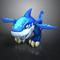 Blue Shark Fantasy Character With Wing Like Fins Red Eyes And Yellow Claws