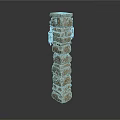 Natural Stone Pillar Featuring Stacked Rough Stones And Textured Surface