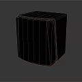 Modern Cube Shaped Black Stool With Smooth Surface And Red Edge Trim Design