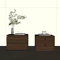 Middle Style Bedside Table Solid Wood Square 3d model